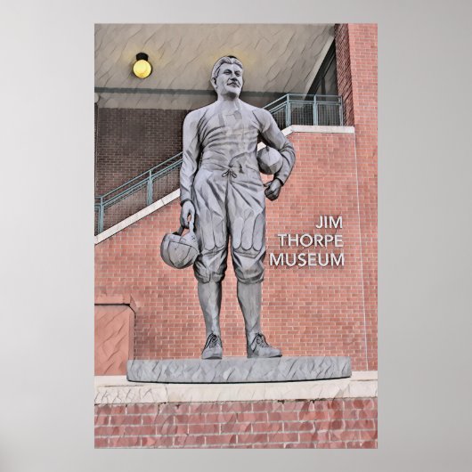 Waterverf van het Jim Thorpe Museum in Oklahoma Poster (Voorkant)