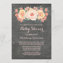 Waterverf van het karton Perzik Floral Baby shower