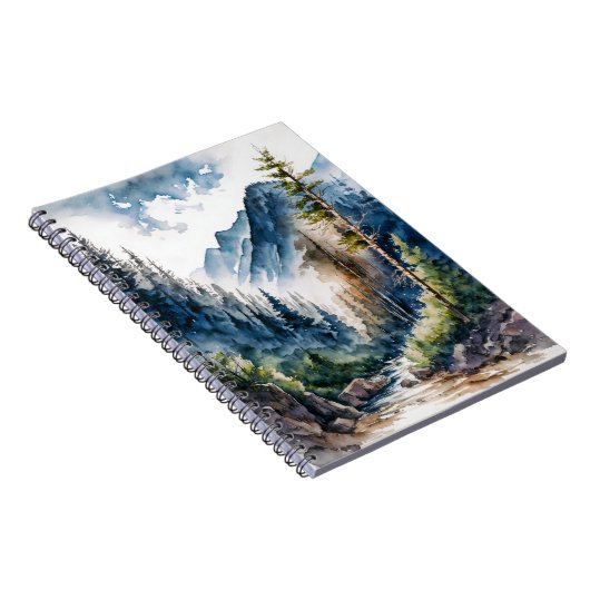 Waterverf van het landschap van het bergbos notitieboek (Rechterzijde)