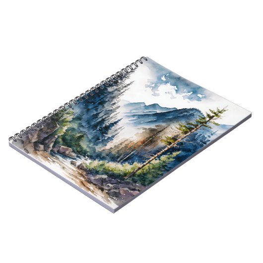 Waterverf van het landschap van het bergbos notitieboek (Linkerzijde)