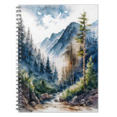 Waterverf van het landschap van het bergbos notitieboek (Voorkant)