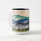 Waterverf van het landschap van het gloeiende gebe tweekleurige koffiemok (Voorkant links)