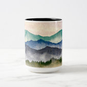 Waterverf van het landschap van het gloeiende gebe tweekleurige koffiemok (Center)