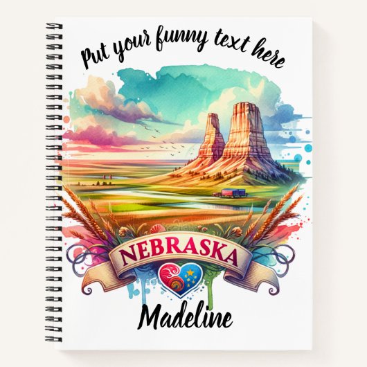 Waterverf van het landschap van Nebraska Notitieboek (Voorkant)