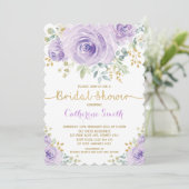 Waterverf van het Lavender Gold Floral Roos Vrijge Kaart (Staand voorkant)