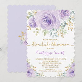 Waterverf van het Lavender Gold Floral Roos Vrijge Kaart