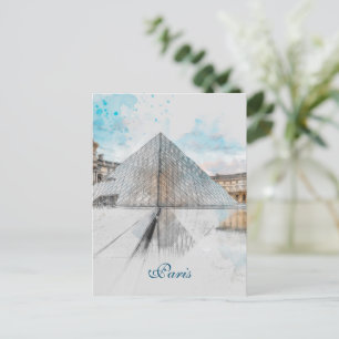Waterverf van het Louvre Paris, Frankrijk Pos Briefkaart