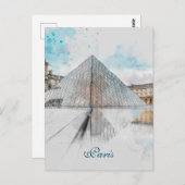 Waterverf van het Louvre Paris, Frankrijk Pos Briefkaart (Voorkant / Achterkant)
