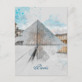 Waterverf van het Louvre Paris, Frankrijk Pos Briefkaart (Voorkant)