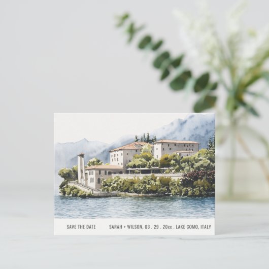 Waterverf van het meer Como Northern Italië Briefkaart (Staand voorkant)