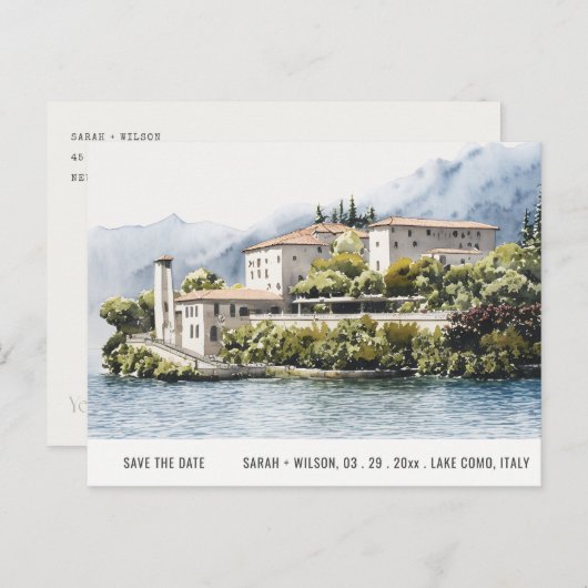 Waterverf van het meer Como Northern Italië Briefkaart (Voorkant / Achterkant)