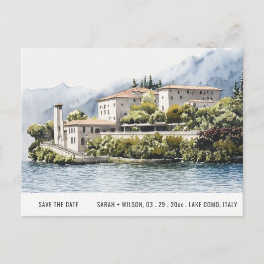 Waterverf van het meer Como Northern Italië Briefkaart (Voorkant)