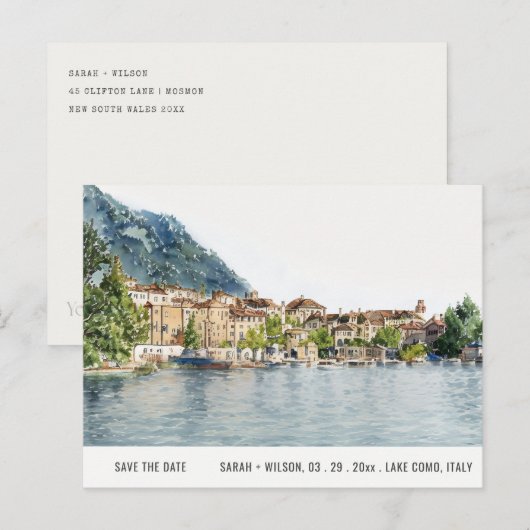 Waterverf van het meer Como Northern Italië Briefkaart (Voorkant / Achterkant)