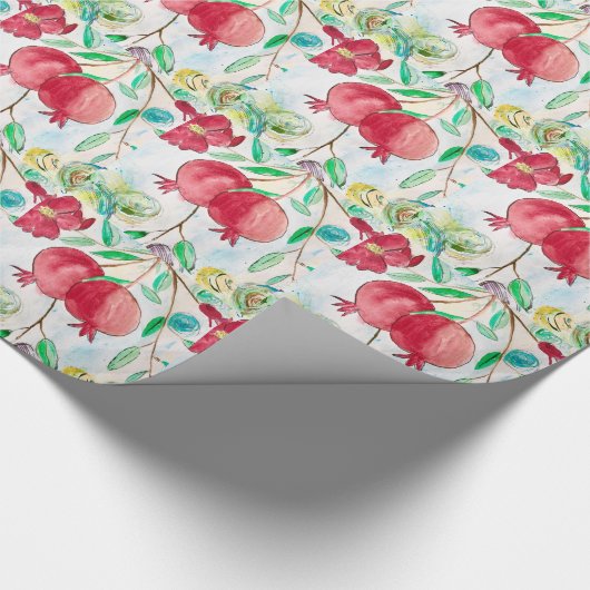 Waterverf van het natuur van het roodgeperst fruit cadeaupapier (Hoek)