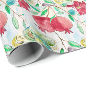 Waterverf van het natuur van het roodgeperst fruit cadeaupapier (Rol Hoek)