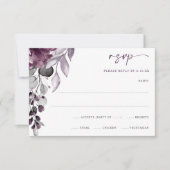 Waterverf van het Paarse Plum Wedding Floral Folia RSVP Kaartje (Voorkant)