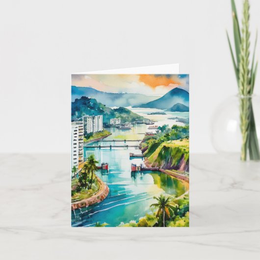 Waterverf van het Panamakanaal Kaart (Voorkant)