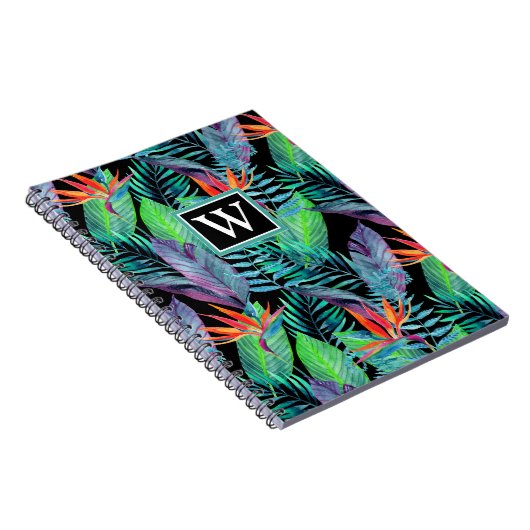 Waterverf van het paradijs | Voeg je Initiaal toe Notitieboek (Rechterzijde)