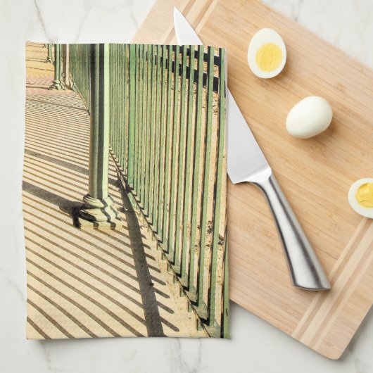 Waterverf van het platform van het treinstation va theedoek (Quarter Fold)