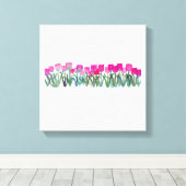 Waterverf van het Poster van het lentesroze tulpca Canvas Afdruk (Insitu (Houten vloer))