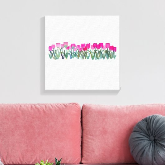 Waterverf van het Poster van het lentesroze tulpca Canvas Afdruk (Insitu (Woonkamer))