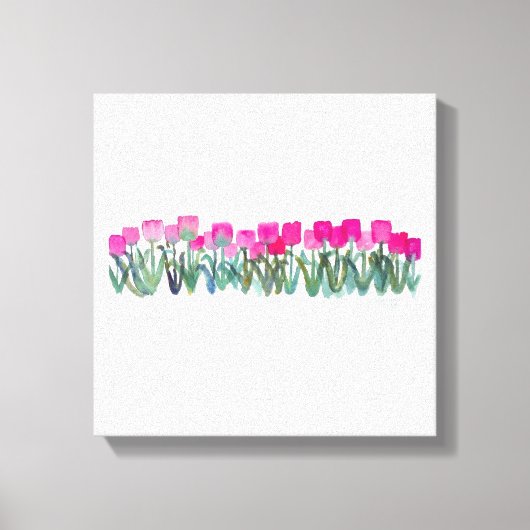 Waterverf van het Poster van het lentesroze tulpca Canvas Afdruk (Voorkant)