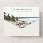 Waterverf van het Raketpijngebergte Seascape Weddi All In One Uitnodiging (Achterkant)