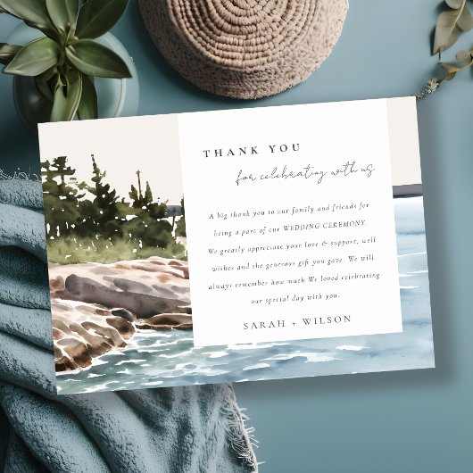 Waterverf van het Raketpijngebergte Seascape Weddi Bedankkaart