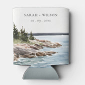 Waterverf van het Raketpijngebergte Seascape Weddi Blikjeskoeler (Achterkant)