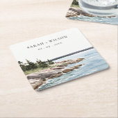 Waterverf van het Raketpijngebergte Seascape Weddi Kartonnen Onderzetters (Schuin)