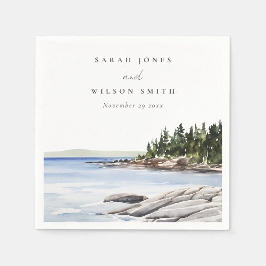 Waterverf van het Raketpijngebergte Seascape Weddi Servet (Voorkant)