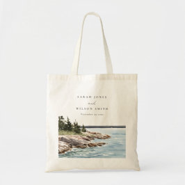 Waterverf van het Raketpijngebergte Seascape Weddi Tote Bag