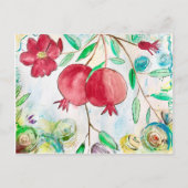 Waterverf van het rode fruitpatroon briefkaart (Voorkant)