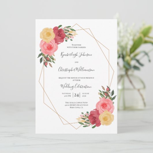 Waterverf van het Roos Kaart (Staand voorkant)