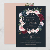 Waterverf van het Roos van de Burgundy Navy Wreath Kaart (Voorkant / Achterkant)