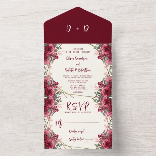 Waterverf van het Roos van de mosterd All In One Uitnodiging (Binnen)