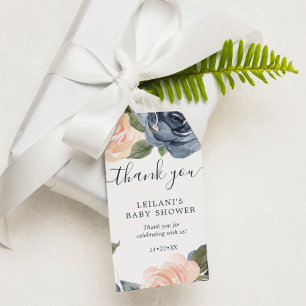 Waterverf van het roze Baby shower van de zeemacht Cadeaulabel