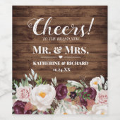 Waterverf van het rustige land Floral Wedding Wijn Etiket (Enkel label)