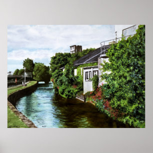 Waterverf van het schilderachtige Galway City Ierl Poster