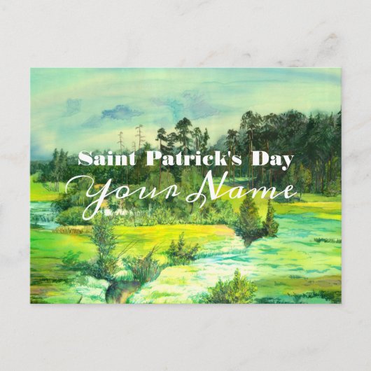 waterverf van het schilderen van de groene vallei briefkaart (Voorkant)