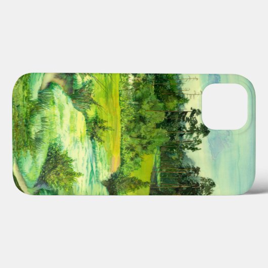 waterverf van het schilderen van de groene vallei Case-Mate iPhone case (Achterkant (horizontaal))
