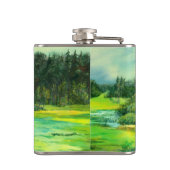 waterverf van het schilderen van de groene vallei heupfles (Achterkant)