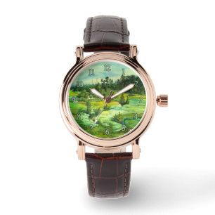 waterverf van het schilderen van de groene vallei horloge