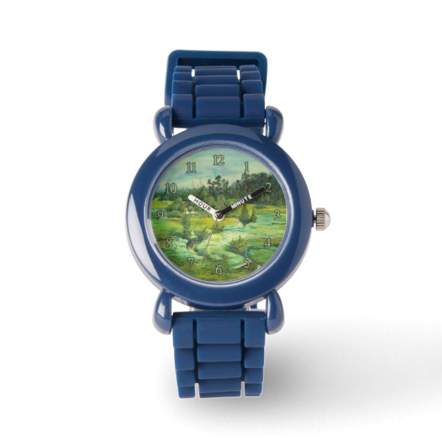 waterverf van het schilderen van de groene vallei horloge (Voorkant)