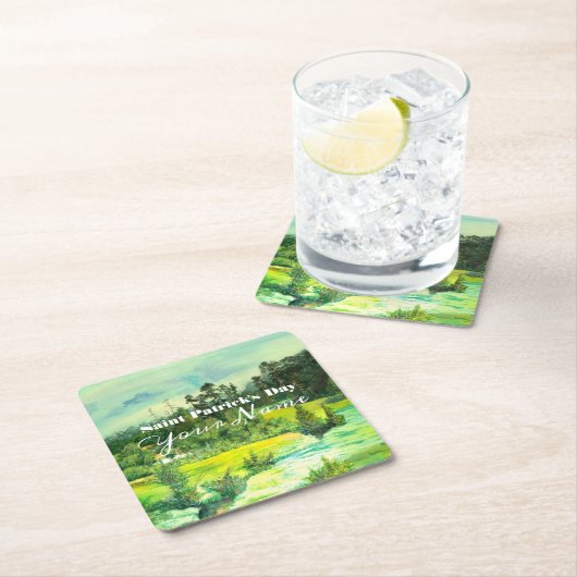 waterverf van het schilderen van de groene vallei kartonnen onderzetters (Insitu)