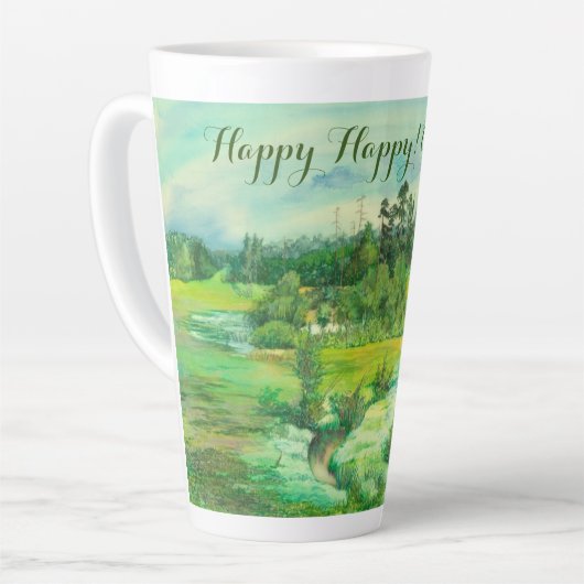 waterverf van het schilderen van de groene vallei latte mok (Linkerhoek)