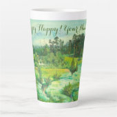 waterverf van het schilderen van de groene vallei latte mok (Voorkant)