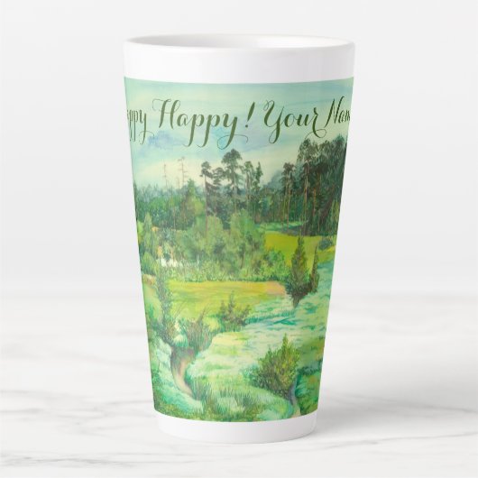 waterverf van het schilderen van de groene vallei latte mok (Voorkant)