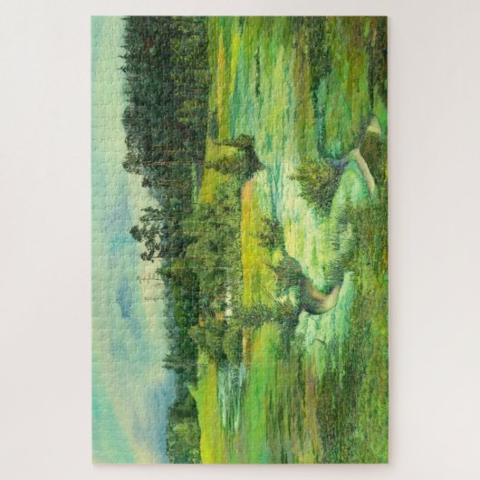 waterverf van het schilderen van de groene vallei legpuzzel (Verticaal)