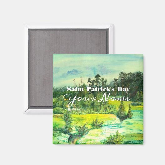 waterverf van het schilderen van de groene vallei magneet (Voorkant / Achterkant)